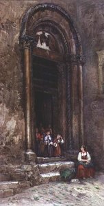 De zijdeur van de kerk van Santa Guiliana in Aquila degli Abruzzi door Rinaldo Werner